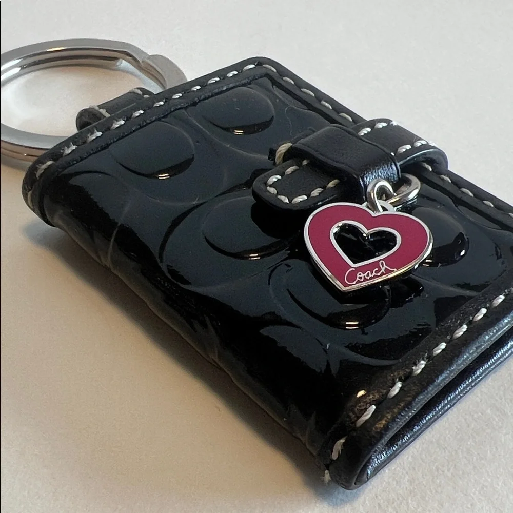 Vintage Coach Picture Frame Bag Charm-Black Key Holder with Pink Heart Accent - Picture 12 of 16